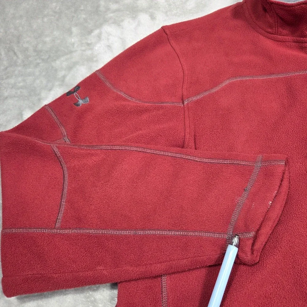 Under Armour Mens Red Fleece Full Zip Mock Neck Sweater M Athleisure Gym Workout
